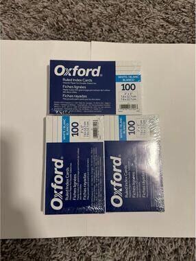 Oxford White Ruled Index Cards 3x5 100 Pack Lot of 3